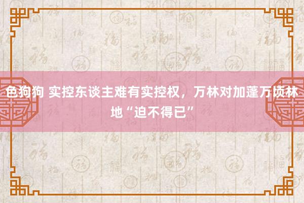 色狗狗 实控东谈主难有实控权，万林对加蓬万顷林地“迫不得已”