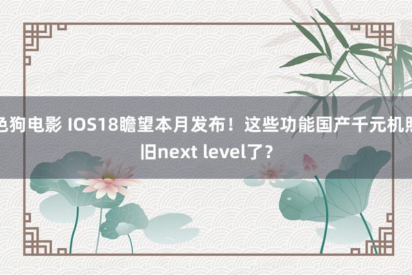 色狗电影 IOS18瞻望本月发布！这些功能国产千元机照旧next level了？