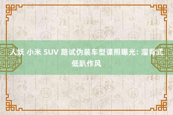 人妖 小米 SUV 路试伪装车型谍照曝光: 溜背式低趴作风