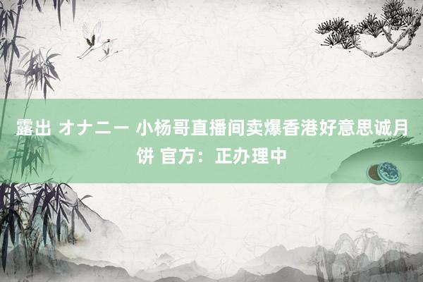 露出 オナニー 小杨哥直播间卖爆香港好意思诚月饼 官方：正办理中