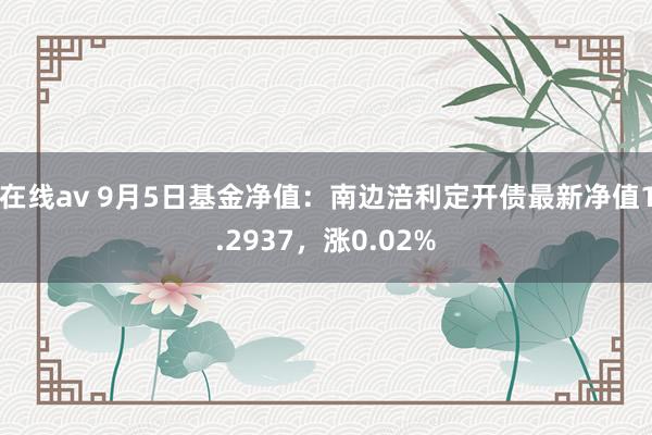 在线av 9月5日基金净值：南边涪利定开债最新净值1.2937，涨0.02%