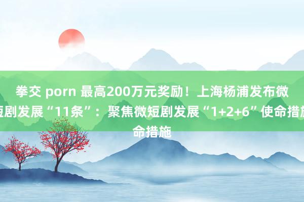 拳交 porn 最高200万元奖励！上海杨浦发布微短剧发展“11条”：聚焦微短剧发展“1+2+6”使命措施