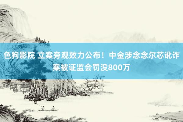 色狗影院 立案旁观效力公布！中金涉念念尔芯讹诈案被证监会罚没800万