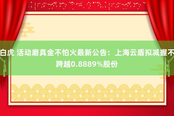 白虎 活动磨真金不怕火最新公告：上海云盾拟减握不跨越0.8889%股份