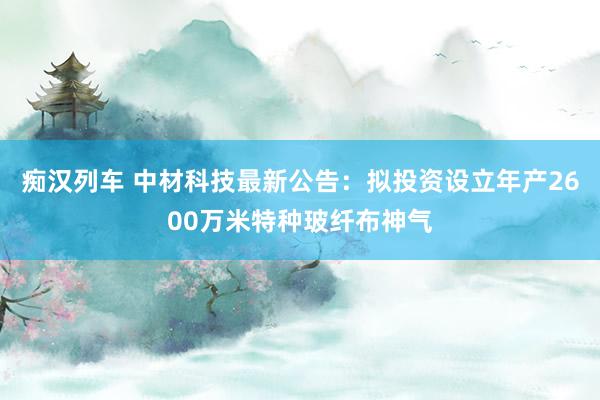 痴汉列车 中材科技最新公告：拟投资设立年产2600万米特种玻纤布神气