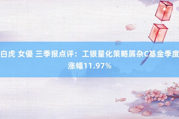 白虎 女優 三季报点评：工银量化策略羼杂C基金季度涨幅11.97%