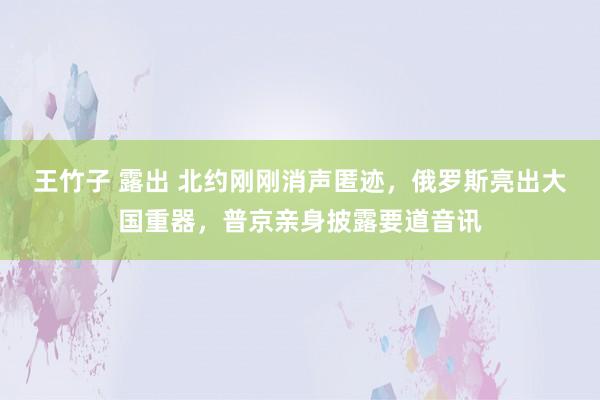 王竹子 露出 北约刚刚消声匿迹，俄罗斯亮出大国重器，普京亲身披露要道音讯