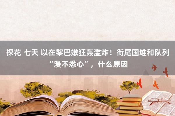 探花 七天 以在黎巴嫩狂轰滥炸！衔尾国维和队列“漫不悉心”，什么原因