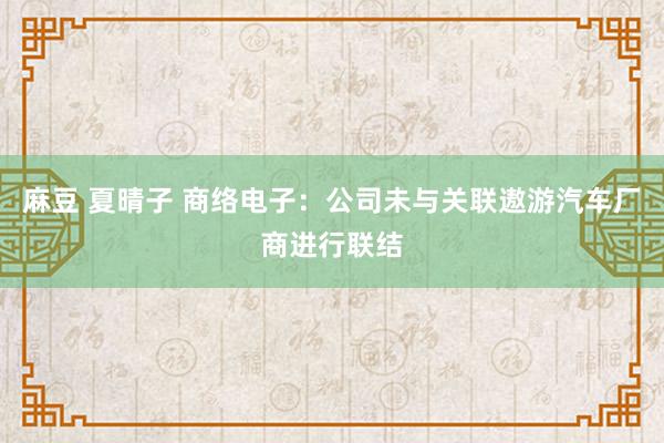 麻豆 夏晴子 商络电子：公司未与关联遨游汽车厂商进行联结