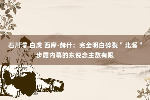 石川澪 白虎 西摩·赫什：完全明白碎裂＂北溪＂步履内幕的东说念主数有限