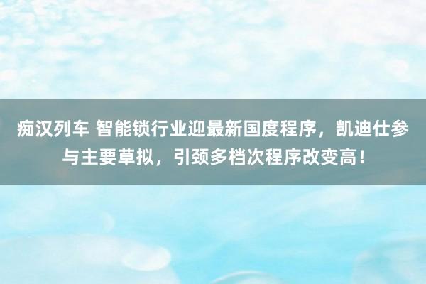 痴汉列车 智能锁行业迎最新国度程序，凯迪仕参与主要草拟，引颈多档次程序改变高！