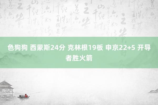 色狗狗 西蒙斯24分 克林根19板 申京22+5 开导者胜火箭