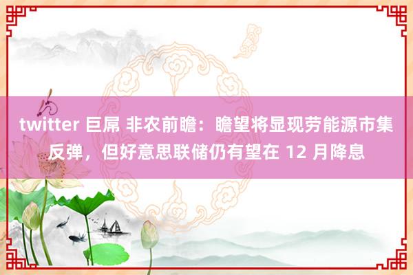 twitter 巨屌 非农前瞻：瞻望将显现劳能源市集反弹，但好意思联储仍有望在 12 月降息