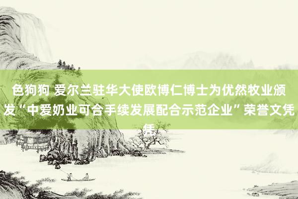 色狗狗 爱尔兰驻华大使欧博仁博士为优然牧业颁发“中爱奶业可合手续发展配合示范企业”荣誉文凭