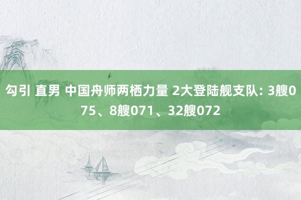 勾引 直男 中国舟师两栖力量 2大登陆舰支队: 3艘075、8艘071、32艘072