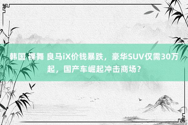 韩国 裸舞 良马iX价钱暴跌，豪华SUV仅需30万起，国产车崛起冲击商场？