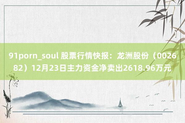 91porn_soul 股票行情快报：龙洲股份（002682）12月23日主力资金净卖出2618.96万元