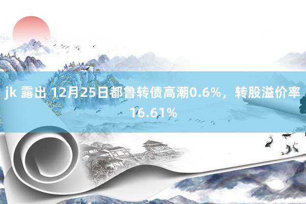 jk 露出 12月25日都鲁转债高潮0.6%，转股溢价率16.61%