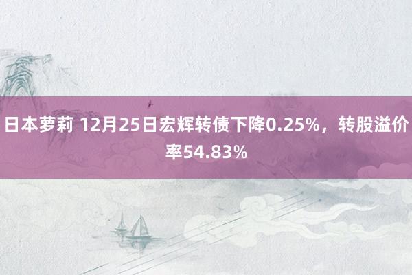 日本萝莉 12月25日宏辉转债下降0.25%，转股溢价率54.83%