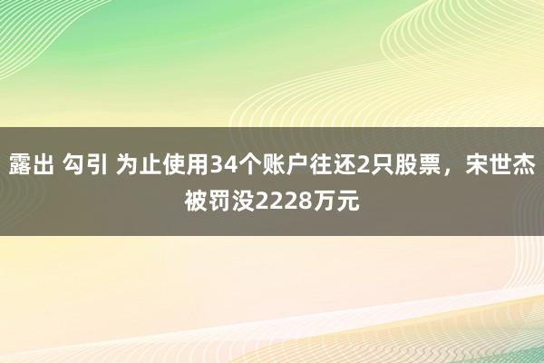 露出 勾引 为止使用34个账户往还2只股票，宋世杰被罚没2228万元