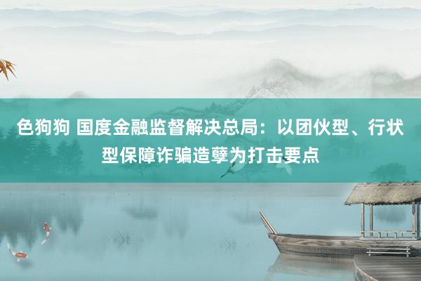 色狗狗 国度金融监督解决总局：以团伙型、行状型保障诈骗造孽为打击要点