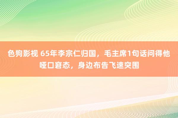 色狗影视 65年李宗仁归国，毛主席1句话问得他哑口窘态，身边布告飞速突围