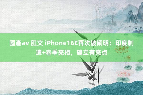 國產av 肛交 iPhone16E再次被阐明：印度制造+春季亮相，确立有亮点