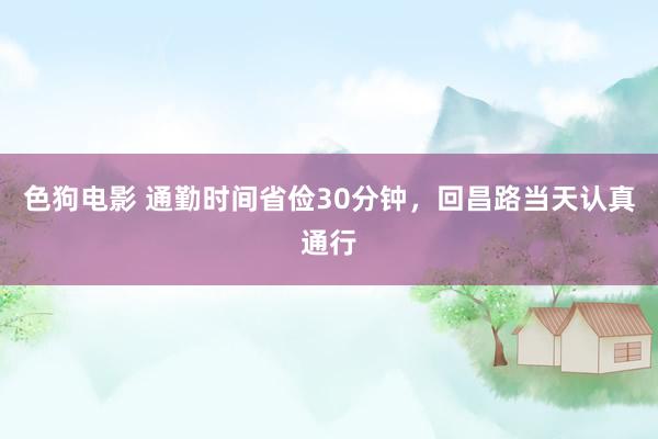 色狗电影 通勤时间省俭30分钟，回昌路当天认真通行