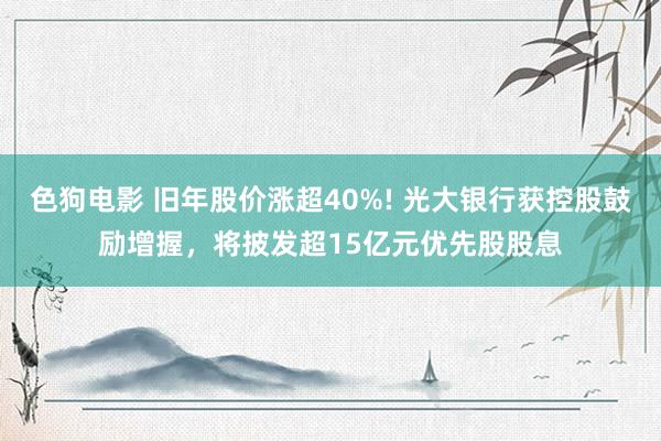 色狗电影 旧年股价涨超40%! 光大银行获控股鼓励增握，将披发超15亿元优先股股息