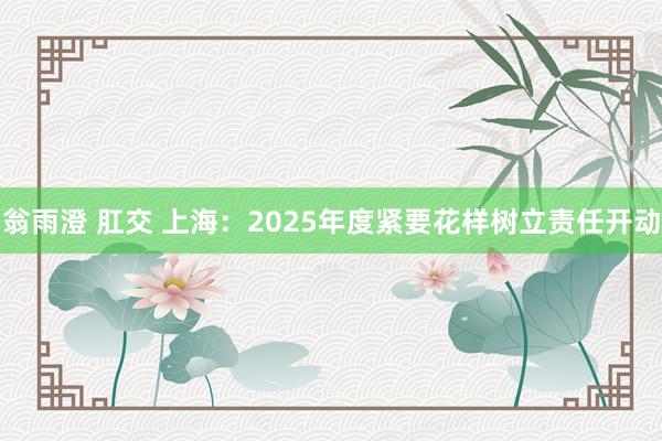 翁雨澄 肛交 上海：2025年度紧要花样树立责任开动