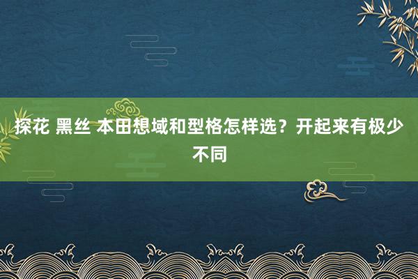 探花 黑丝 本田想域和型格怎样选？开起来有极少不同