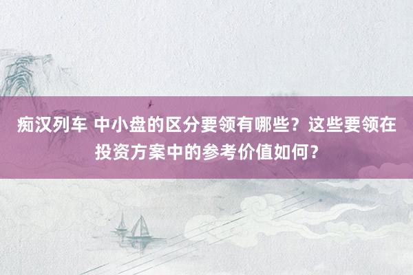 痴汉列车 中小盘的区分要领有哪些？这些要领在投资方案中的参考价值如何？